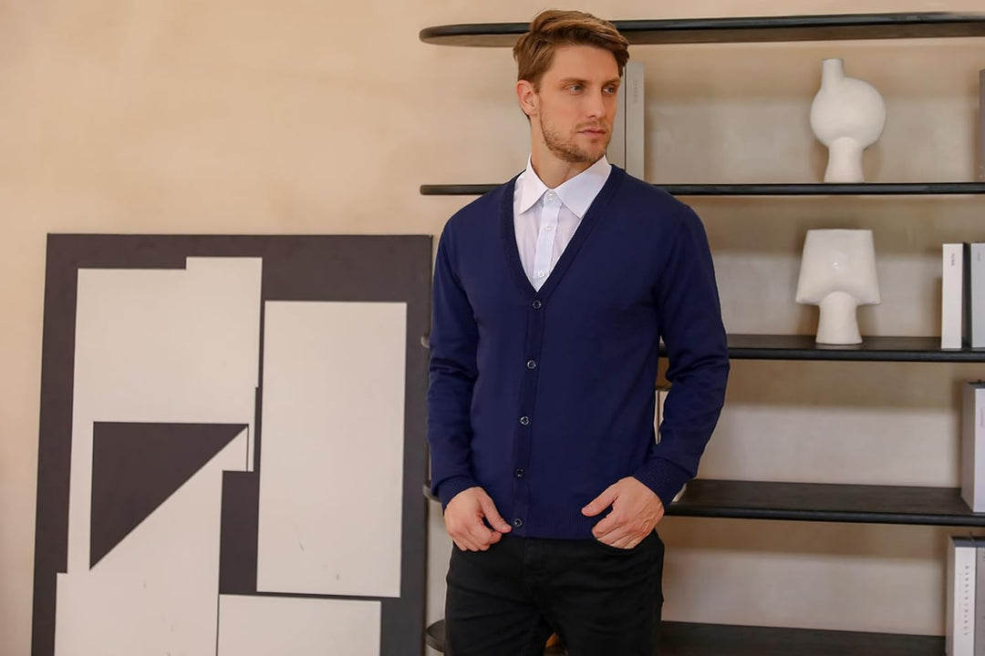 iClosam Strickjacke Herren Cardigan V Ausschnitt Pullover Jacke Mit Knöpfen Leichte Strickjacken Win