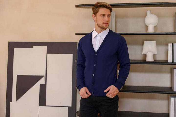 iClosam Strickjacke Herren Cardigan V Ausschnitt Pullover Jacke Mit Knöpfen Leichte Strickjacken Win
