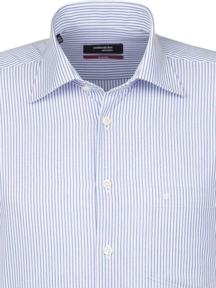 Seidensticker Herren Regular Fit Kurzarm Klassisches Hemd 38 Mehrfarbig (Weiss/Blau 15), 38 Mehrfarb
