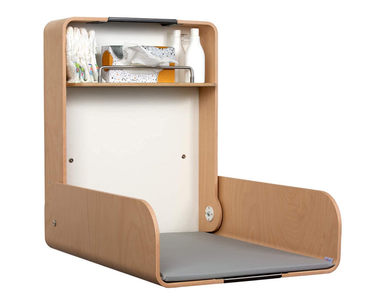 KAWAmidi beech | timkid Wickeltisch | TÜV-geprüft | klappbarer & platzsparender Wandwickeltisch | in