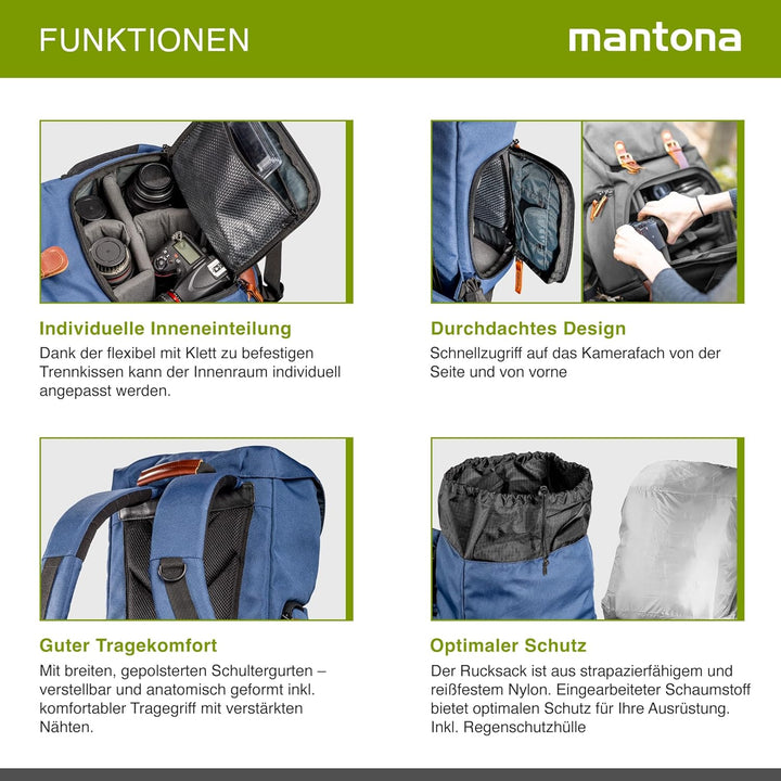 Mantona Fotorucksack Luis Luis junior Blau, Luis junior Blau