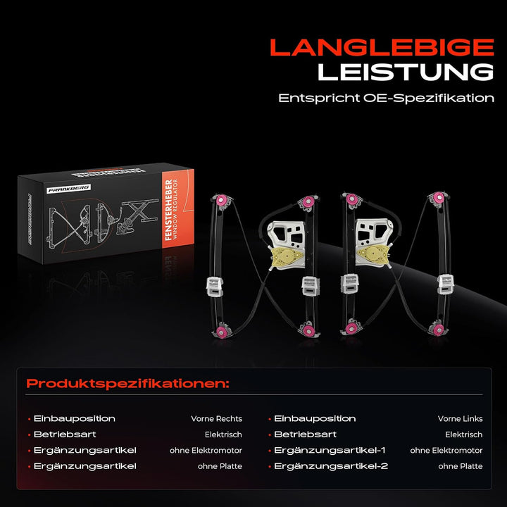 Frankberg 2x Fensterheber Elektrisch Ohne Motor Vorne 2207200446 | Kompatibel mit S-Klasse V220 W220