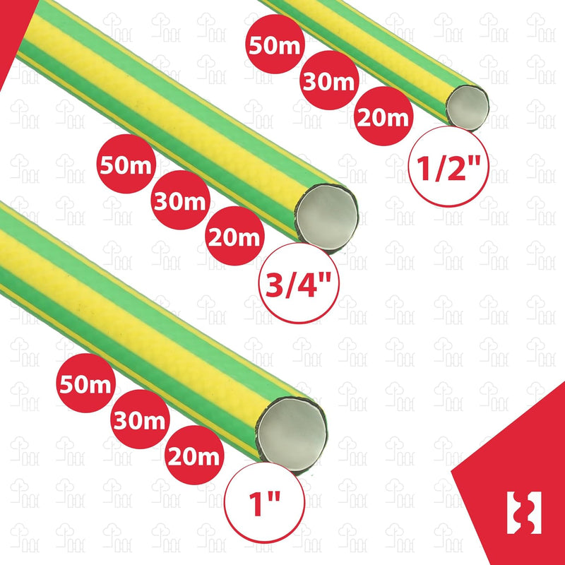 KOTARBAU® Gartenschlauch 1/2" 30m 4-lagig Grün-Gelb Professionell zum Giessen von Pflanzen, 1/2" 30m