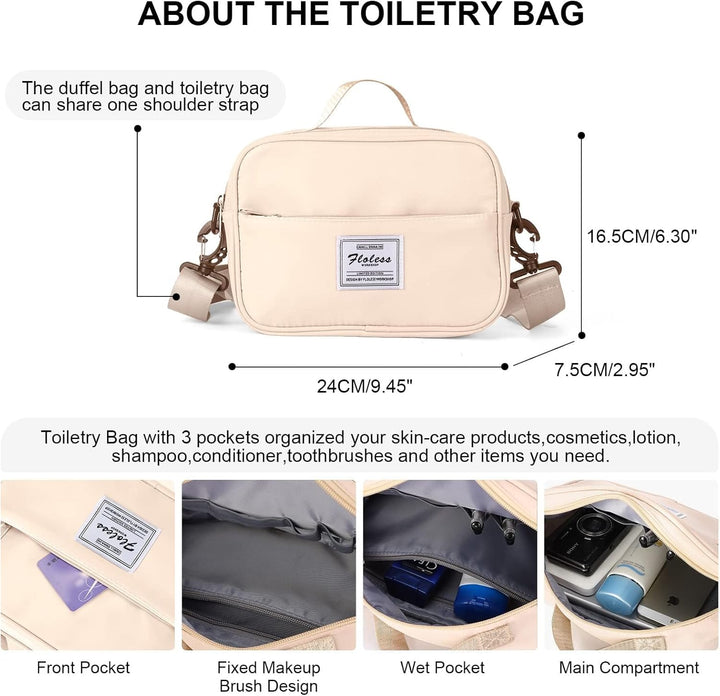 Reisetasche Damen Sporttasche mit Kulturbeutel 40x20x25 Ryanair Handgepäck Tasche Weekender Bag Schw