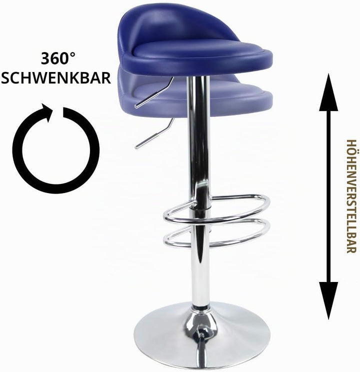KKTONER Barhocker Tresenhocker höhenverstellbar 60-80cm mit Fussstütze PU Leder Blau, Blau