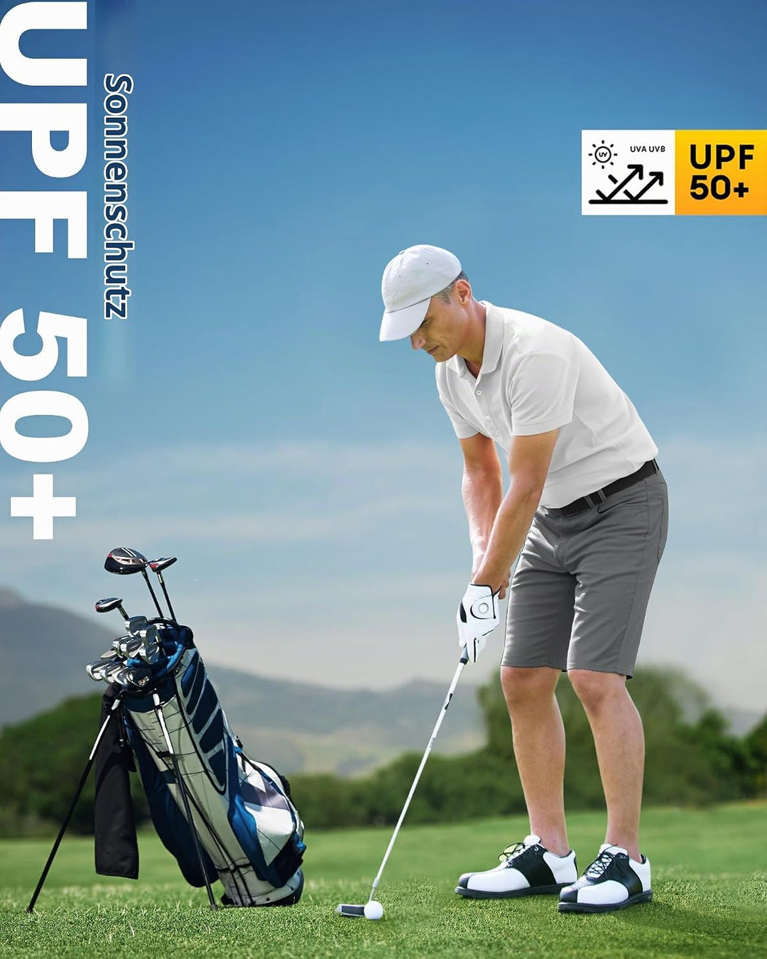 33,000ft Herren Golf Shorts Stretch Kurze Golfhosen Leichte Schnelltrocknende 11" Bermuda Shorts Kur