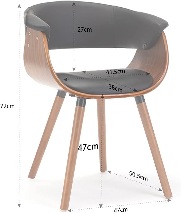 Mingone Esszimmerstühle Holz Küchenstühle mit Armlehnen Retro Design Massivholz Stuhl Kunstleder Sit