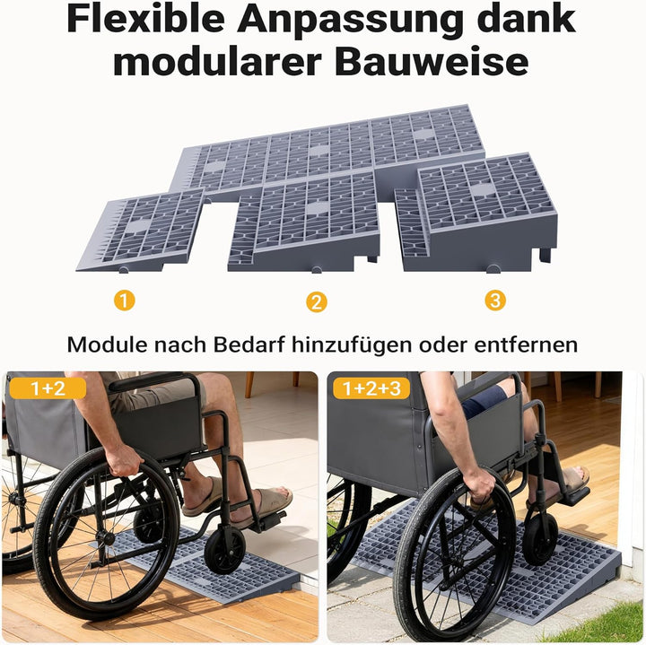 Wiltec Türschwellenrampe in verschiedenen Höhen 0-25/25-50/50-76 mm mit 810 mm Breite für Rollstuhl