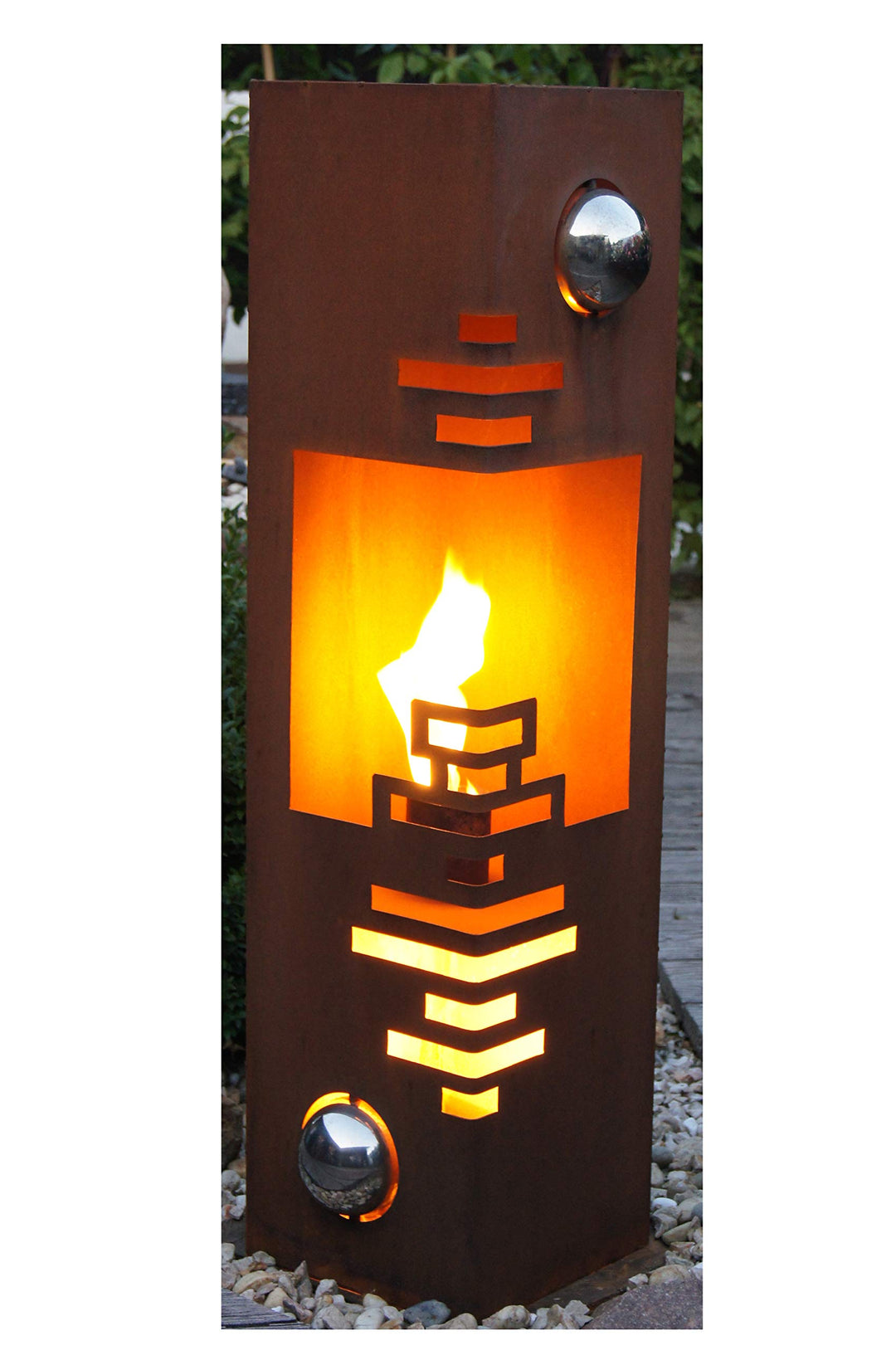 Feuersäule Modern Edelrost Rost Metall Gartendeko Garten Stele Fackel Feuer Säule