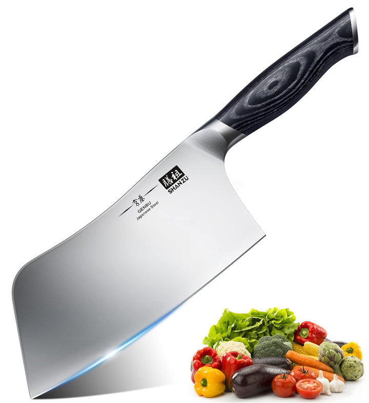 SHAN ZU Kochmesser, 18cm Scharfes Küchemesser Hackmesser Profi Japanische High Carbon Edelstahl Hack
