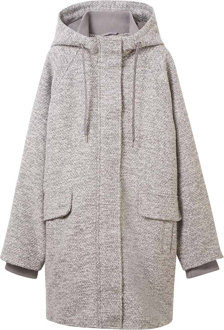 TOM TAILOR Damen Mantel mit Kapuze M 30285 - Grey Structure, M 30285 - Grey Structure
