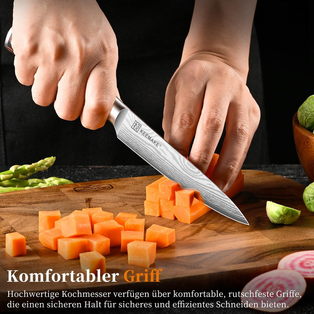 KEEMAKE Küchenmesser Klein Allzweckmesser, 13cm Scharf Gemüsemesser Kochmesser aus Edelstahl mit Kli