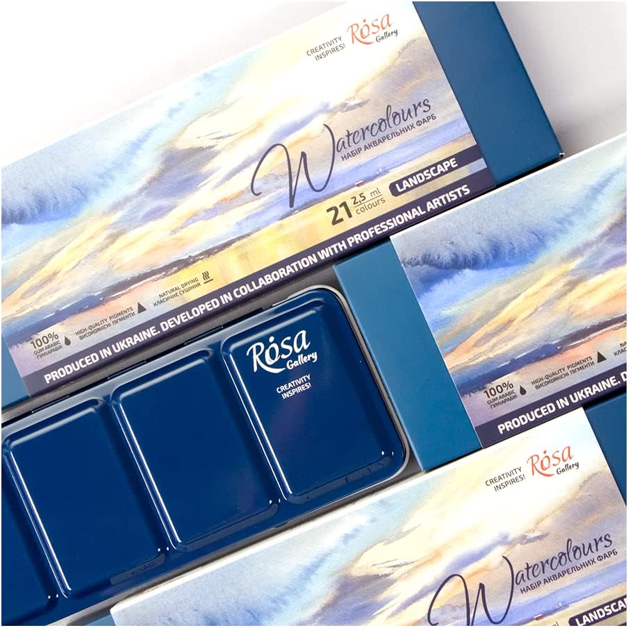 Rosa Gallery Landscape Professional Aquarellfarben-Set, 21 Wasserfarben à 2,5 ml, Hohe Lichtechtheit