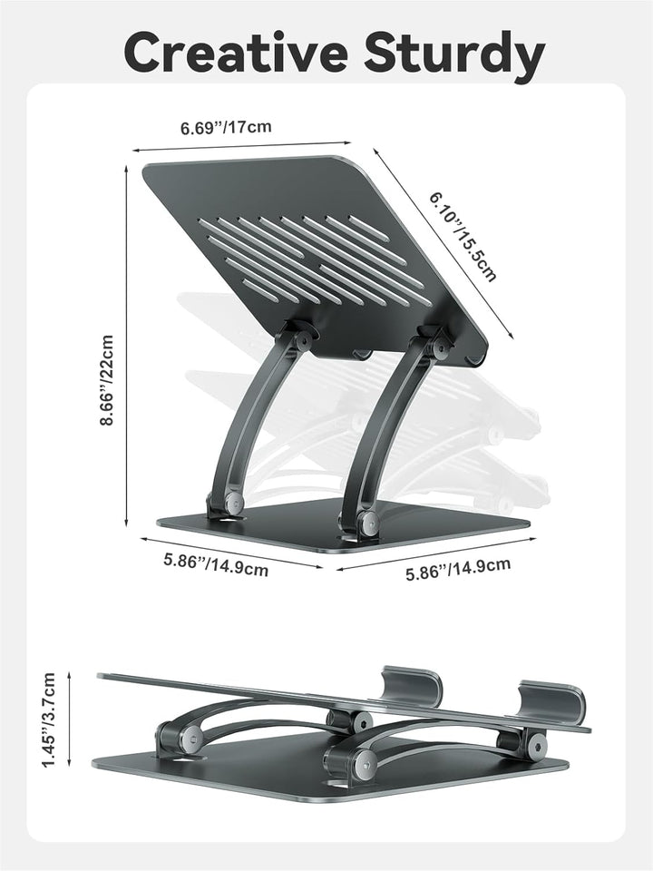 tounee Verstellbarer Tablet Ständer aus Aluminium, Doppelstangen-Design, für Tablets 4–17.3", iPad 1