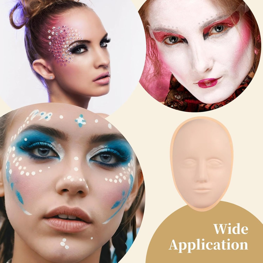 Make-up-Übungsset für das Gesicht, bestehend aus 8 Silikon-Mannequin-Gesichtern, 1 Übungsgesichtspla