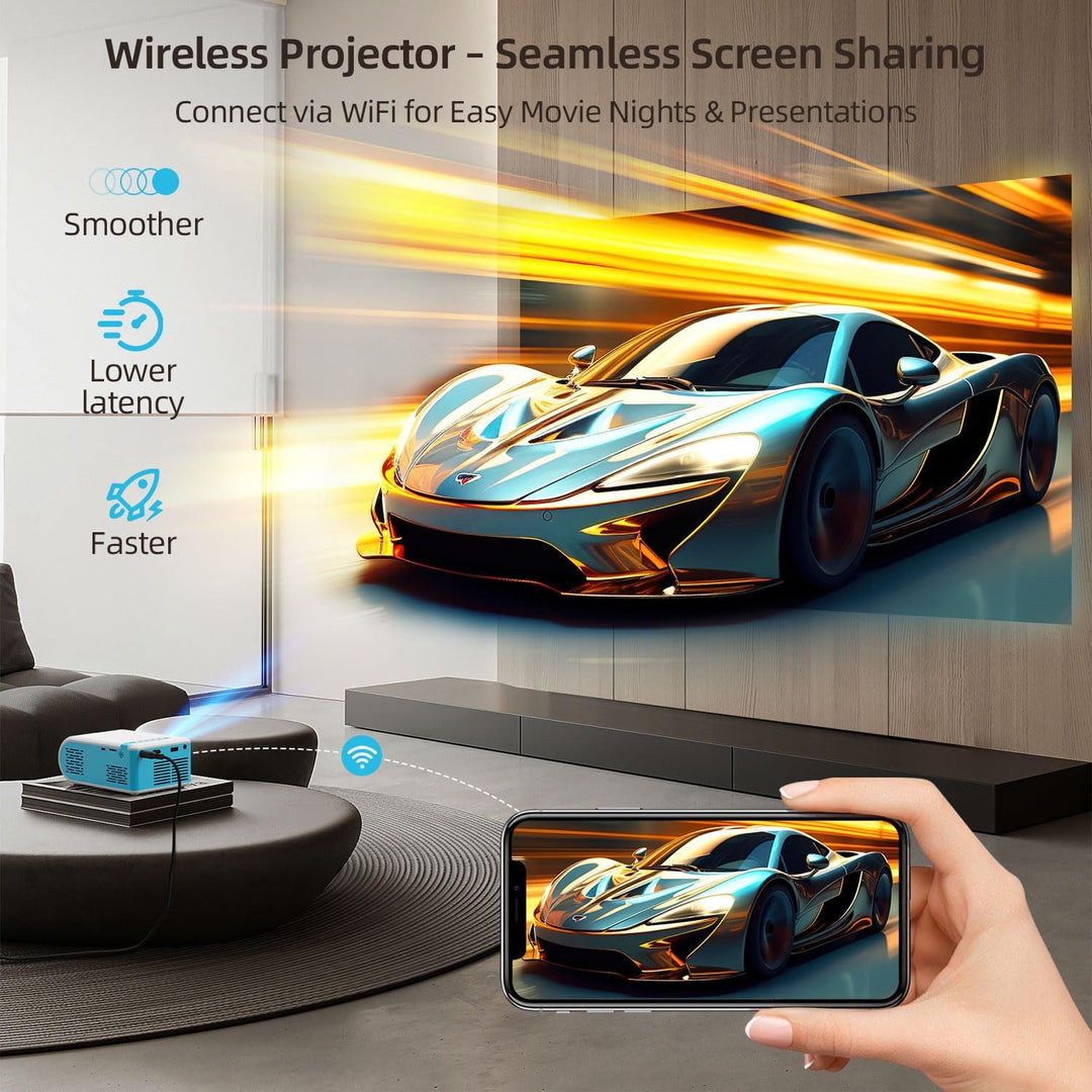 Nasin Mini Beamer Unterstützt 1080P, 4K Projektor Tragbarer mit WiFi 6 und Bluetooth5.4, Beamer Klei