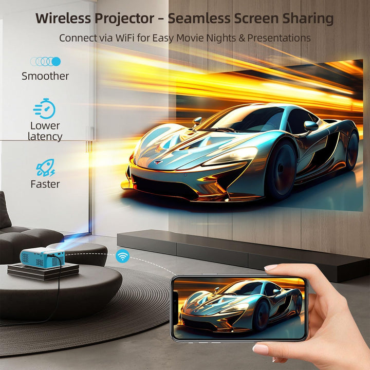Nasin Mini Beamer Unterstützt 1080P, 4K Projektor Tragbarer mit WiFi 6 und Bluetooth5.4, Beamer Klei