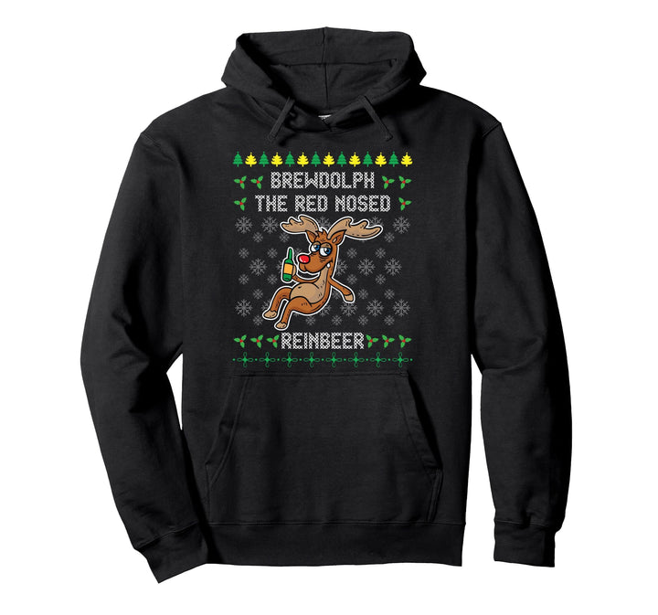 Brewdolph The Red Nose Reinbeer Rudolph Bier Rentier X-Mas Pullover Hoodie