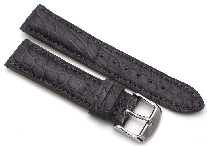 20mm XS Damenlänge Echt Alligator Vintage hangemacht in Deutschland Uhrenarmband Grau