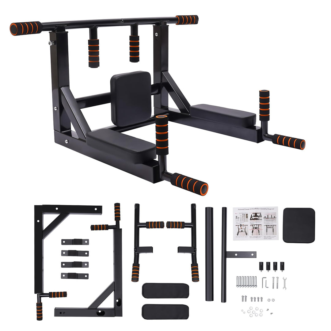 4 in 1 Klimmzugstange Zur Wandmontage, 95 * 77CM Multigriff Klimmzugstange Dip Station Wandmontagen