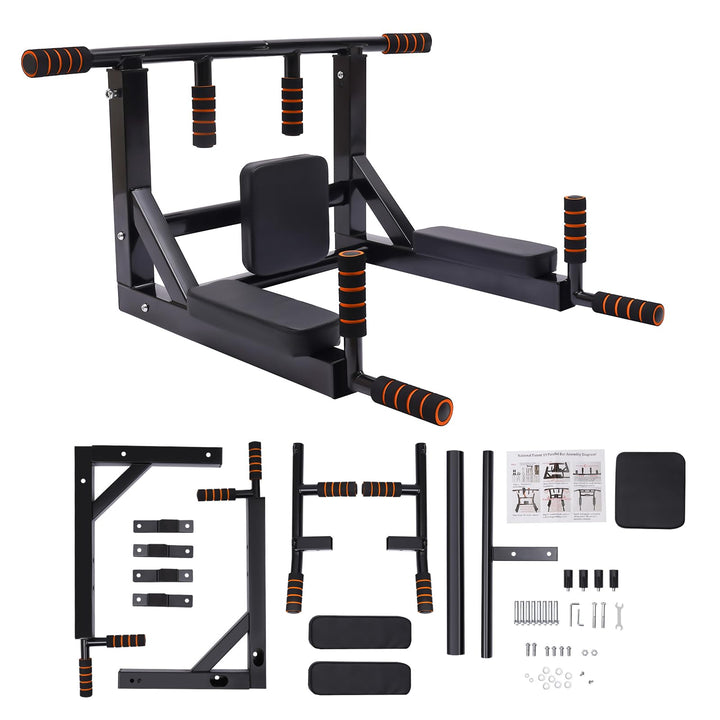 4 in 1 Klimmzugstange Zur Wandmontage, 95 * 77CM Multigriff Klimmzugstange Dip Station Wandmontagen