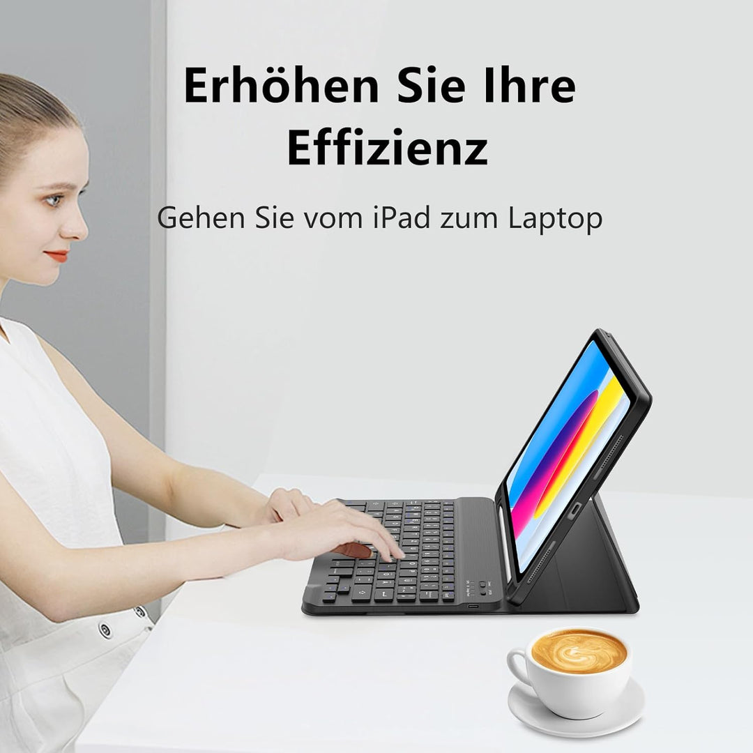 Hülle Tastatur für iPad A16 11. Generation 11 Zoll 2025, iPad 10. Generation 2022 10.9", Magnetische