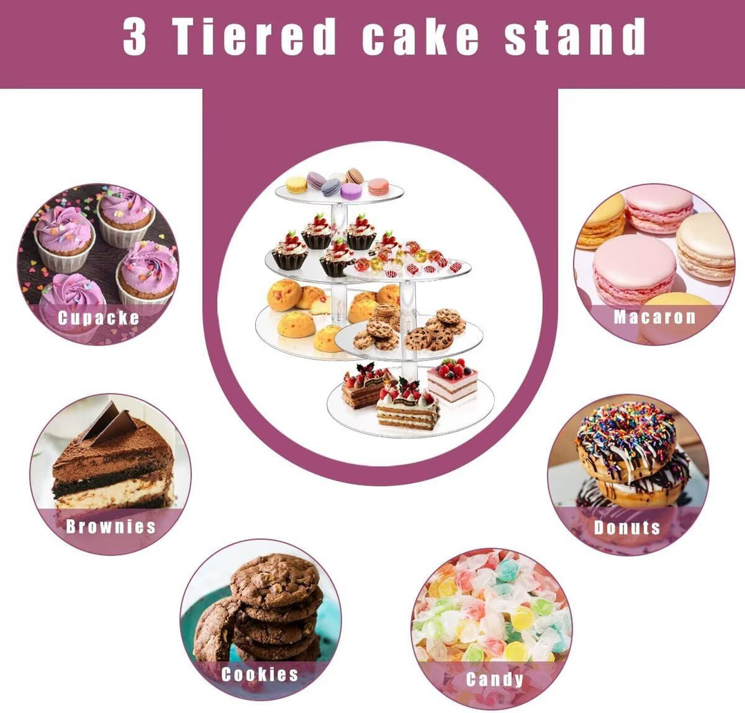 Cupcake Ständer, Tortenständer 3 Etagen Acryl für Hochzeit, Party, Geburtstag, Baby Duschen & Kuchen