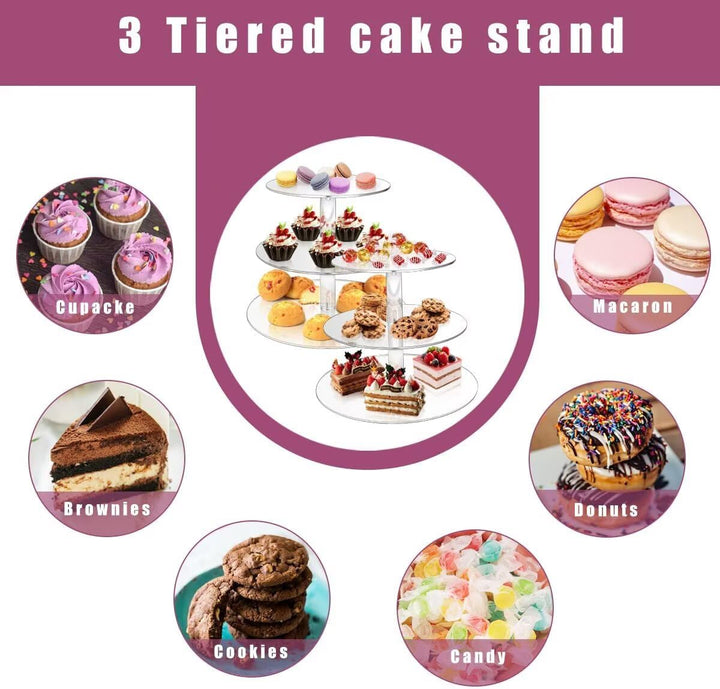 Cupcake Ständer, Tortenständer 3 Etagen Acryl für Hochzeit, Party, Geburtstag, Baby Duschen & Kuchen