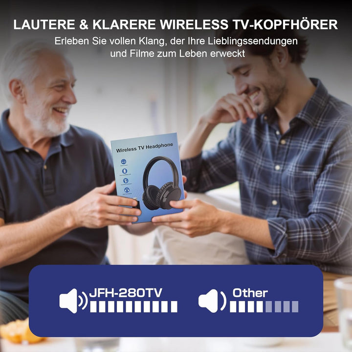 Kabellose TV-Kopfhörer für Senioren, AptX Low Latency, Ein-Knopf-Design Over-Ear TV Headset mit USB-