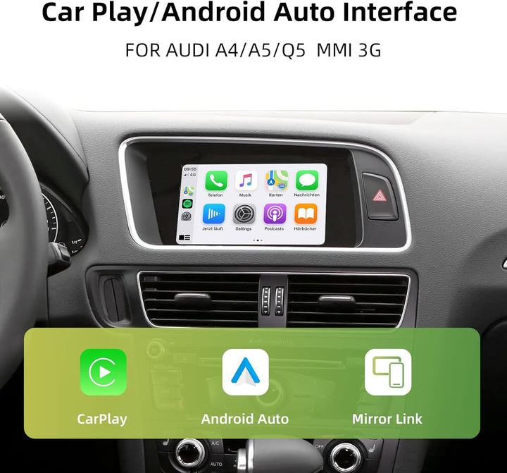 EZoneTronics Wireless CarPlay &amp; Android Auto Retrofit Kit Decoder für Audi A4/A5/Q5 2008-2018 mit MM