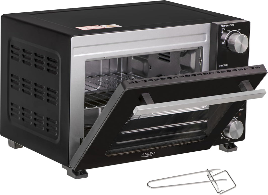 ADLER EUROPE AD 6024 Mini Elektrischer Ofen 22L, Minibackofen mit Umluft, Timer, Ideal für Camping