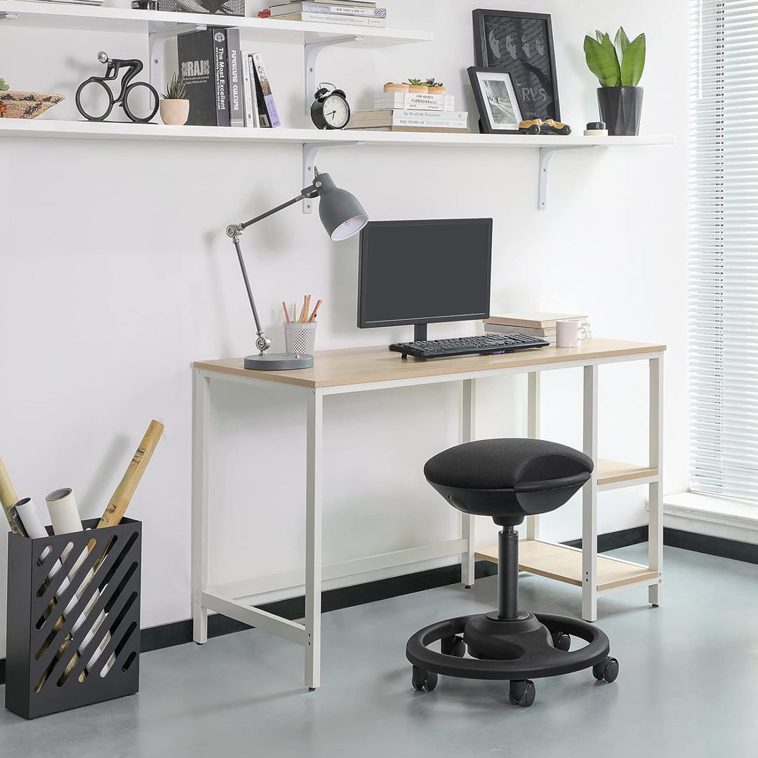 SONGMICS Bürohocker, ergonomischer Arbeitshocker, Rollhocker, Drehstuhl auf Rollen, extra grosser Si