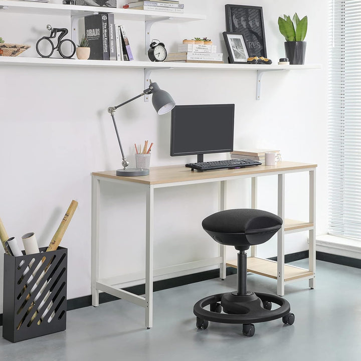 SONGMICS Bürohocker, ergonomischer Arbeitshocker, Rollhocker, Drehstuhl auf Rollen, extra grosser Si
