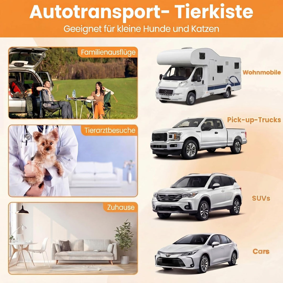 COSTWAY Hundetransportbox, Alu Hundebox mit abschliessbarer Tür, herausnehmbarer Trennwand, Reisebox