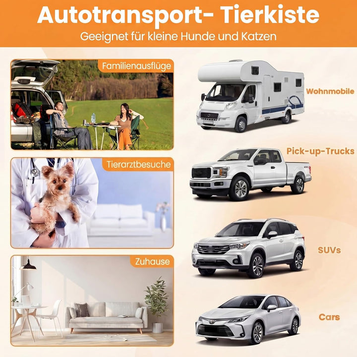 COSTWAY Hundetransportbox, Alu Hundebox mit abschliessbarer Tür, herausnehmbarer Trennwand, Reisebox