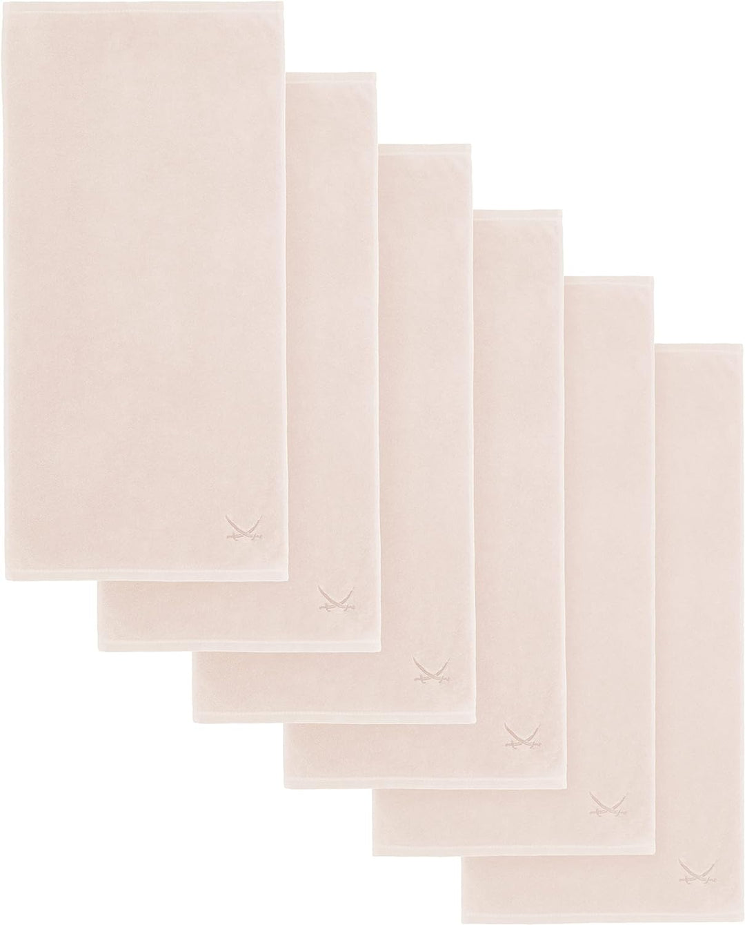 Sansibar Handtuch mit gesticktem Säbel Logo Badtuch 100% Baumwolle 50x100 cm (6er Set, Sand) 6er Set