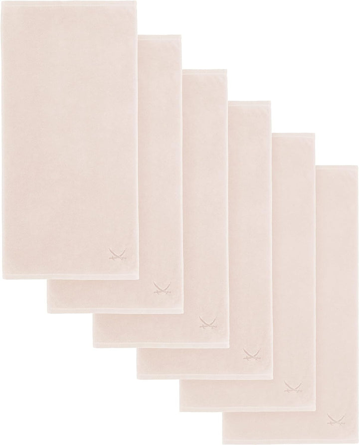 Sansibar Handtuch mit gesticktem Säbel Logo Badtuch 100% Baumwolle 50x100 cm (6er Set, Sand) 6er Set