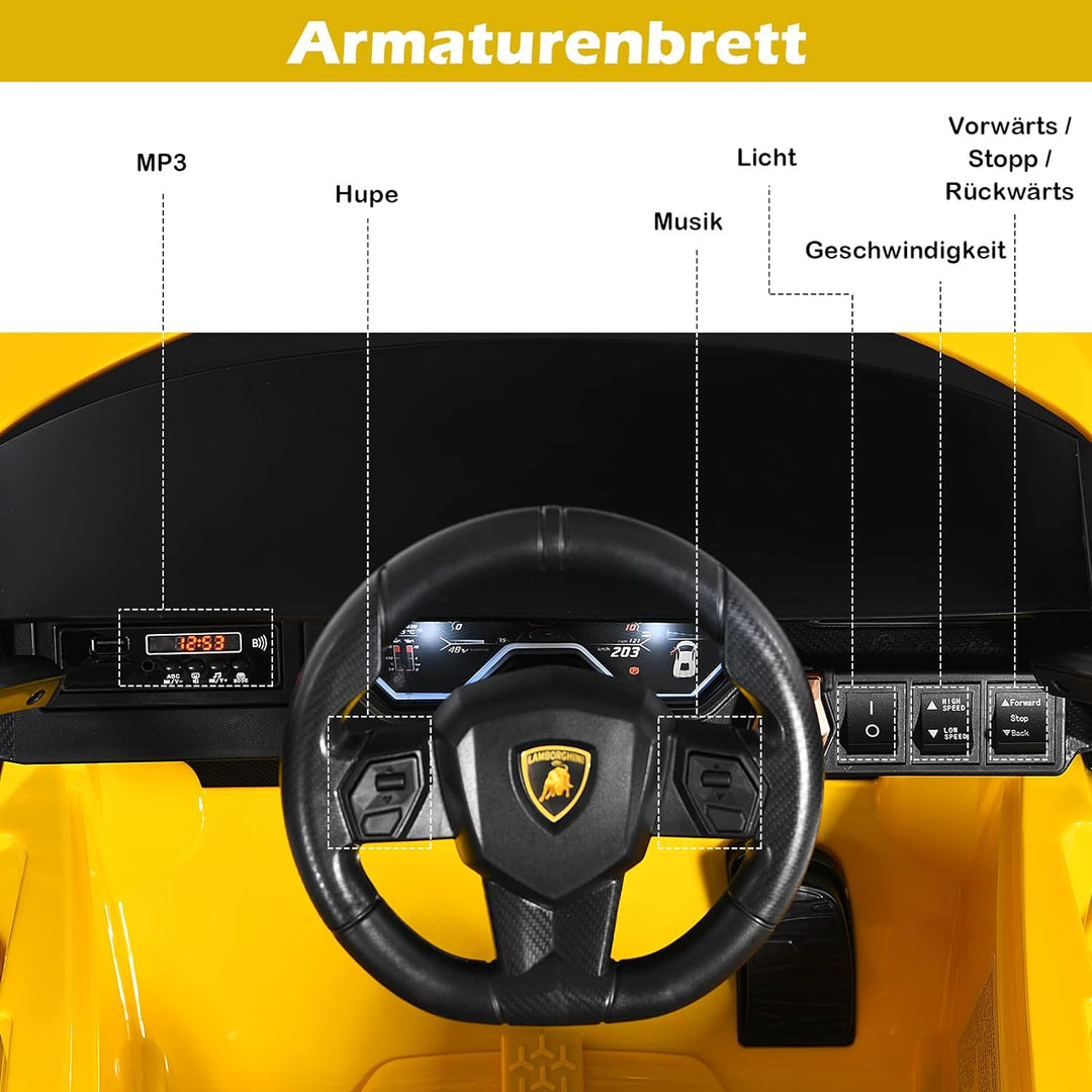 GOPLUS Kinder Elektroauto Lamborghini mit Fernbedienung, Kinderfahrzeug, Bluetooth USB & TF-Karte Sc