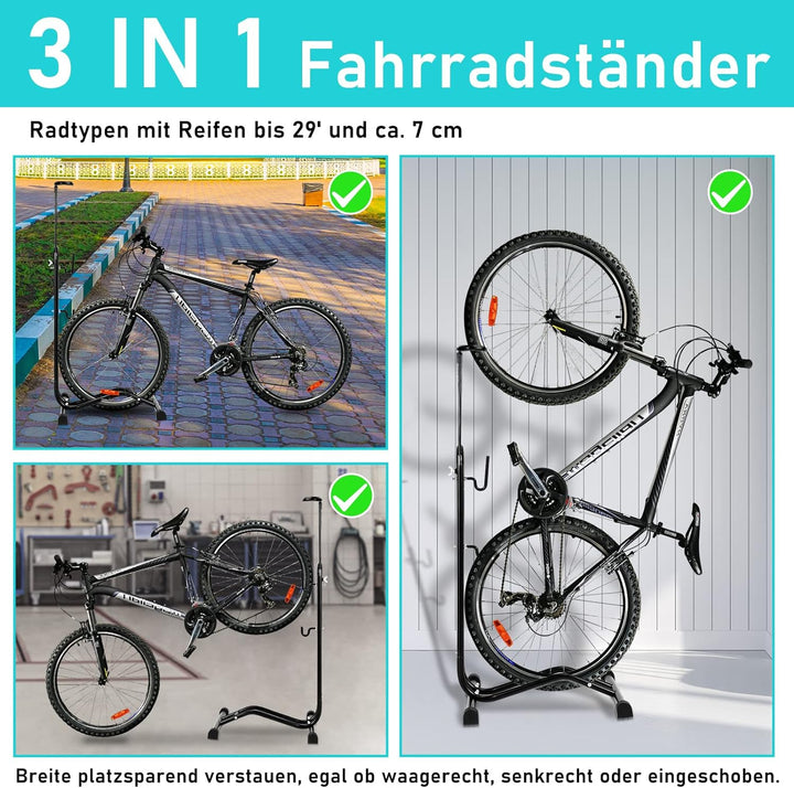 2 x Cecaylie 3 in 1 Fahrradständer Boden 20 bis 29 Zoll, Fahrräder Wartungsständer waagerecht und se