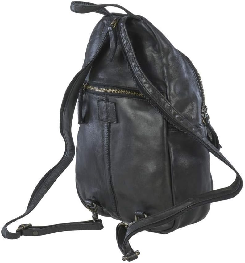Bear-Design Rucksack Leder Cityrucksack Backpack schwarz für Damen Damenrucksack Frauen City Reise