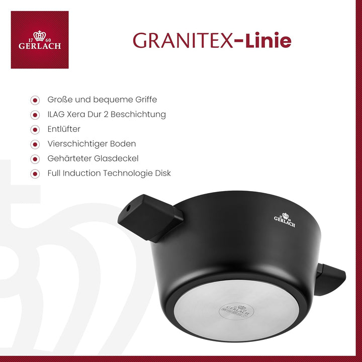 Gerlach Granitex Topf Kochtopf Keramik Beschichtet Induktionsgeeignet Kochtöpfe Für Elektro Gas Kera