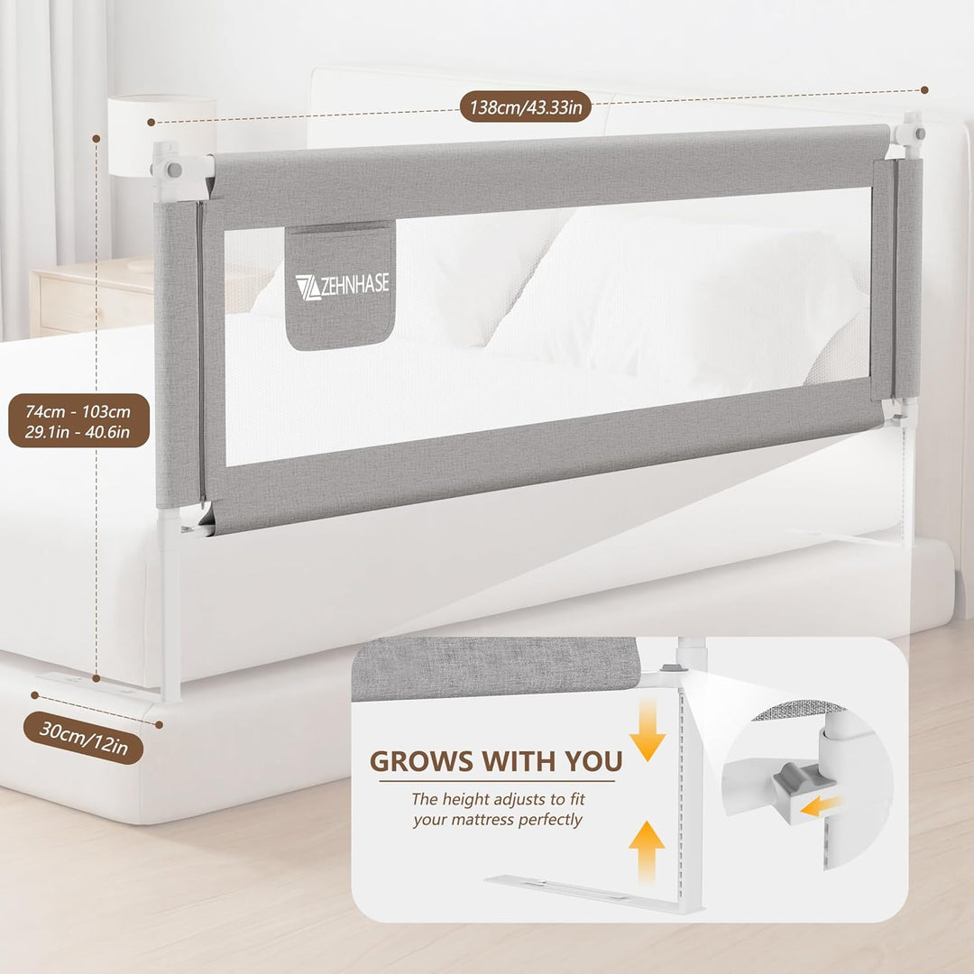 Bettgitter 140cm, Kinderbettgitter Babybettgitter Rausfallschutz für Kinder Baby - Grau 1 Seite 140