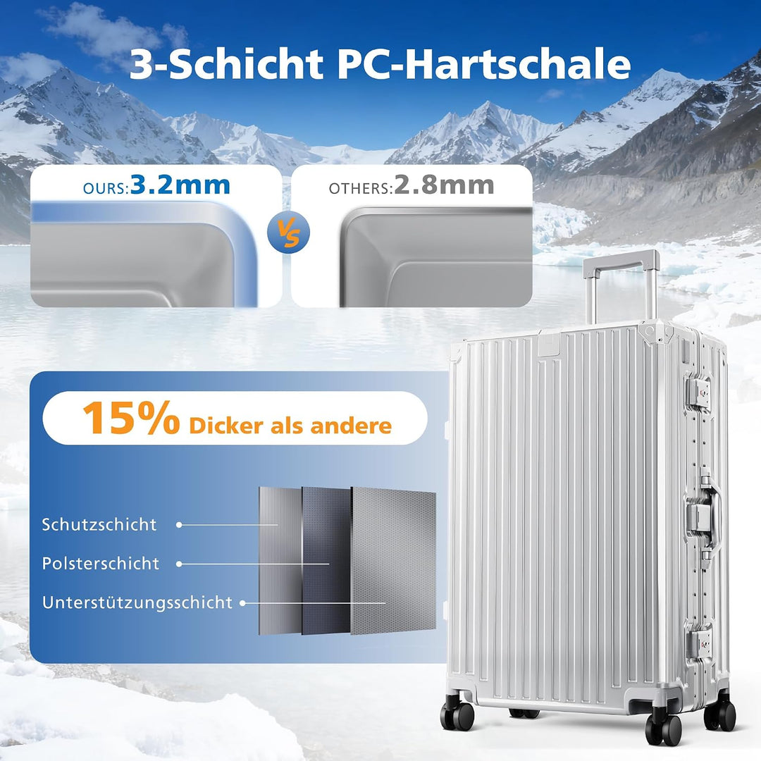 ALPHA CAMP Kofferset 2 Teilig Grösse M XL Reisekoffer Leicht Hartschalenkoffer Polycarbonat Luggage