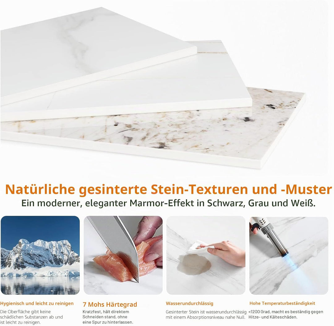 FATIVO Beistelltisch Gold Marmor Rund: 2-Ablagen Skandinavisch Beistelltisch Weiss Nachttisch 40.5×4