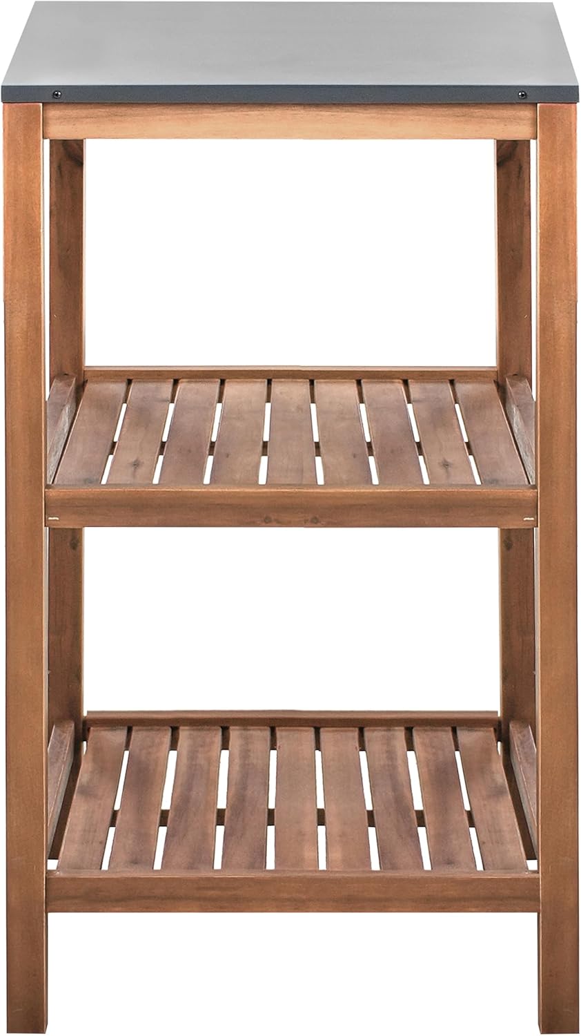Beliani Outdoor-Kücheninsel Akazienholz braun schmal 50x50x83 cm mit Regalen Brucoli