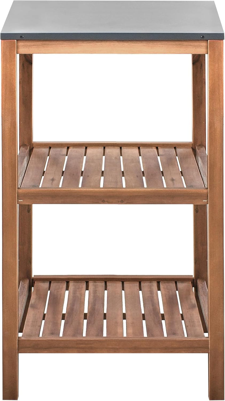 Beliani Outdoor-Kücheninsel Akazienholz braun schmal 50x50x83 cm mit Regalen Brucoli