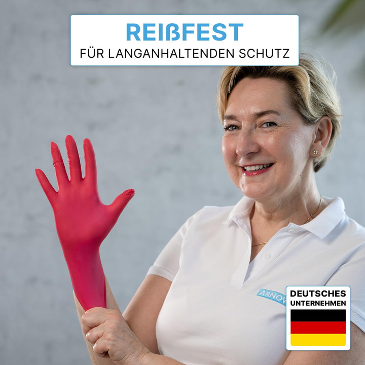 500x ARNOMED® Einweghandschuhe Rot, Nitril Handschuhe, Einmalhandschuhe M | Nitrilhandschuhe Einweg