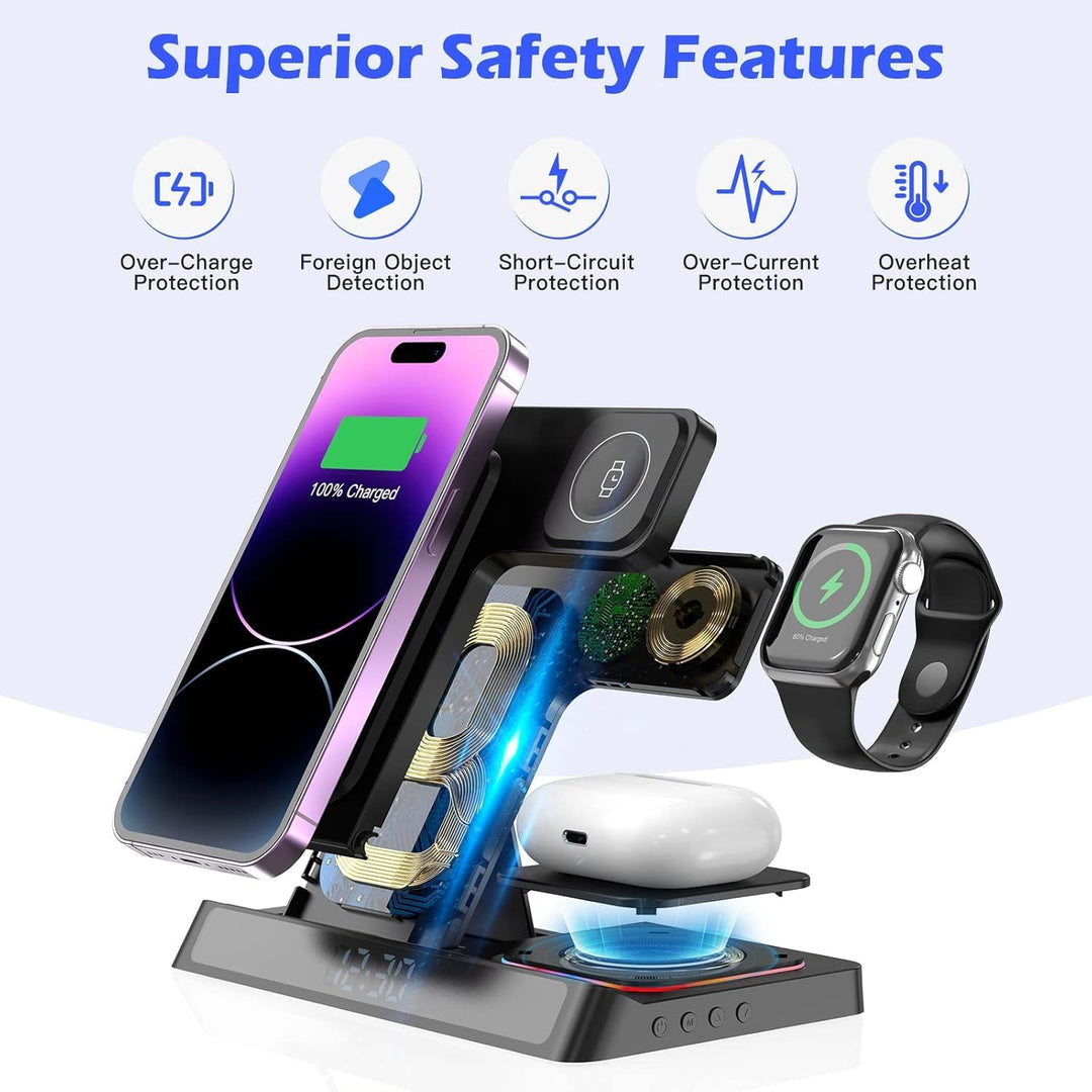 4 in 1 ladestation für iPhone und Watch Kabelloses Ladegerät 15W Faltbarer Induktive Wireless Charge