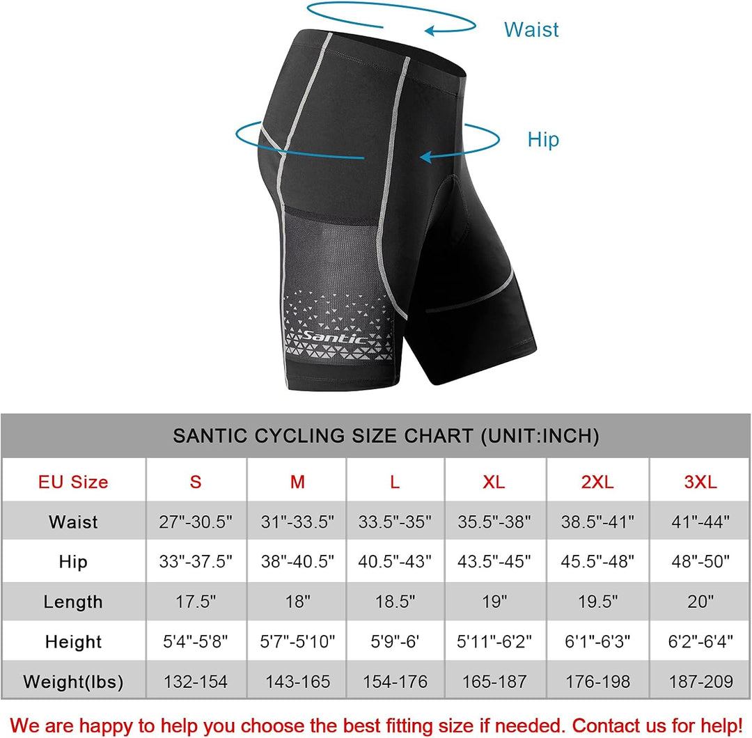 Santic Radlerhose Herren Kurz mit Sitzpolster Radhose Herren Kurz Fahrradhose Herren Gepolstert Rads
