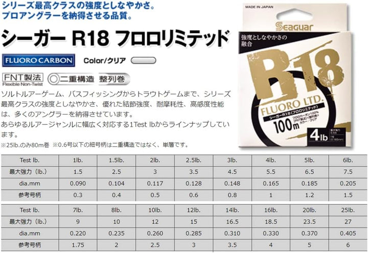 KUREHA Seaguar R18 FLUORO LTD #3.5/14lb 100m (japan import)